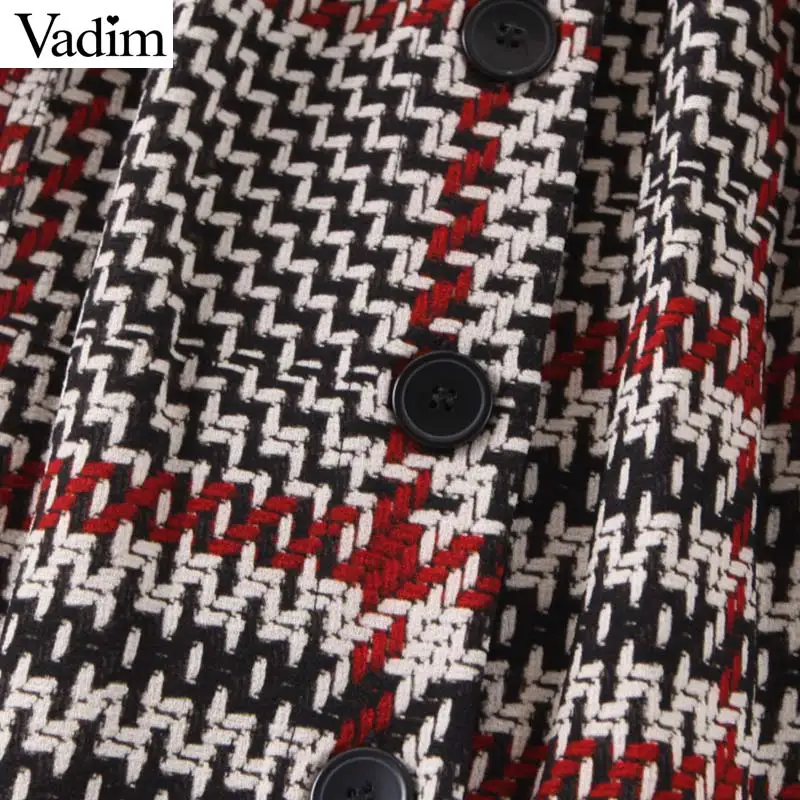 Vadim women elegant tweed suspender skirt pockets button decorate overalls elastic waist retro casual chic mini skirts BA874