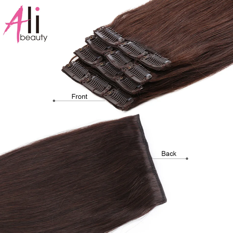 ALI BEAUTY 100% натуральные бразильские волосы Remy с зажимом прямые 3 шт./компл. зажимы