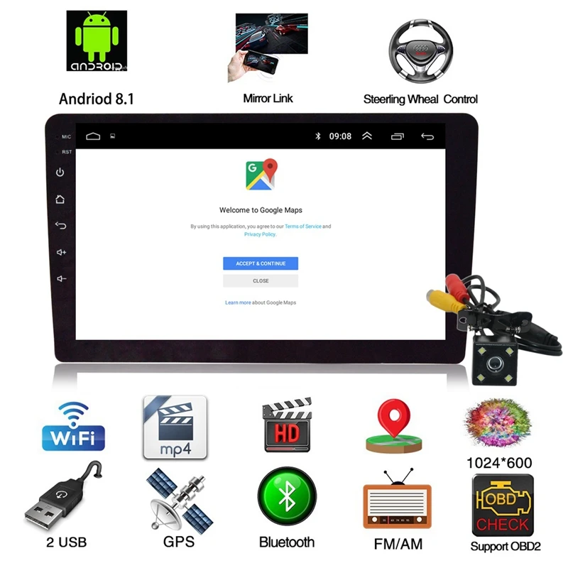 1 Din автомагнитола 8 дюймов Hd Автомобильный Mp5 мультимедийный плеер Android 8,1 автомагнитола Gps навигация wifi Bluetooth плеер wifi+ 1G+ 16G