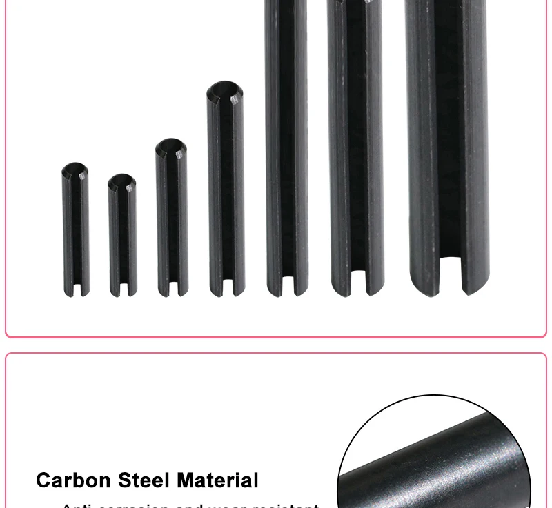 LF&LQEW 50pcs 20pcs 65Mn Black Carbon Steel Spring Pin Cylindrical Elastic Open Pin Positioning Pin M2 M2.5 M3 M4 M5 M6 M8 M10 Color : M6 50pcs, Size : 25mm 