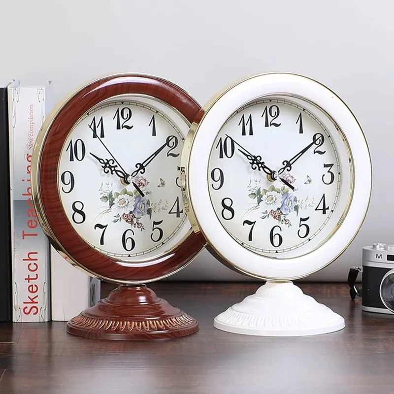 

Creative Bedroom Living Room Large Table Clock Simple Office Desktop Seat Clock European Retro Silent Clock Home Decoration