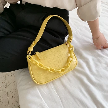 

FANTASY New 4 Color Stone Crocodile Pattern Acrylic Chain Armpit Bag For Women Fresh Niche Design Handbag Shoulder Crossbody Bag