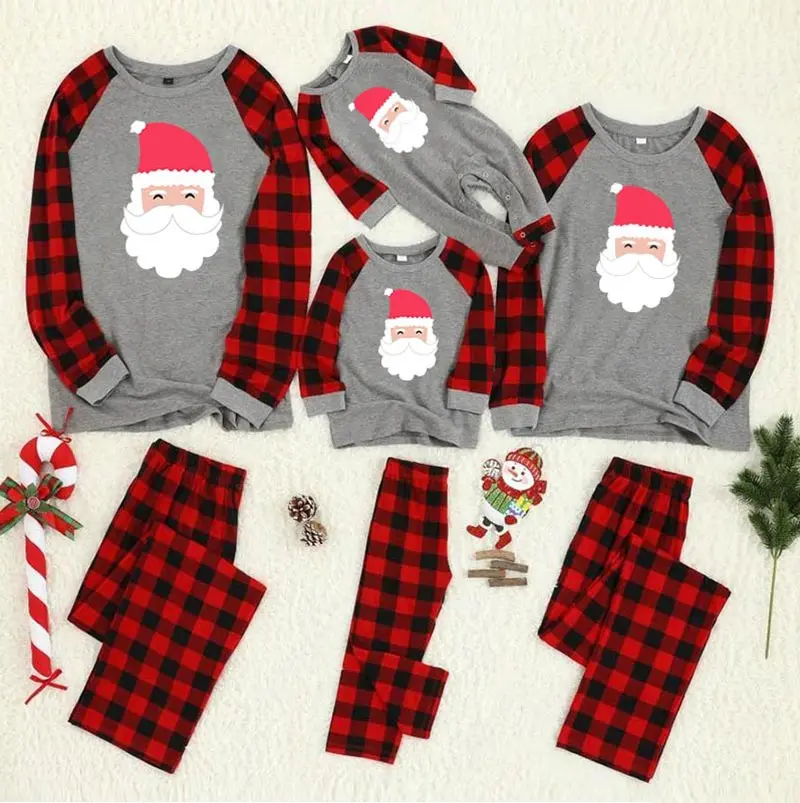 Одинаковые Семейные рождественские пижамы для папы, мамы и детей, клетчатая зимняя одежда для сна для папы, мамы, дочки и сына, комплекты нормальных размеров