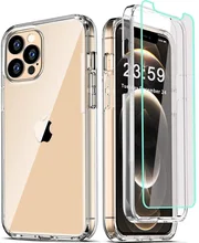 

Compatible for iPhone 12 Pro Max Case 6.7 Inch, with [2 x Tempered Glass Screen Protector] Clear 360 Full Body Coverage