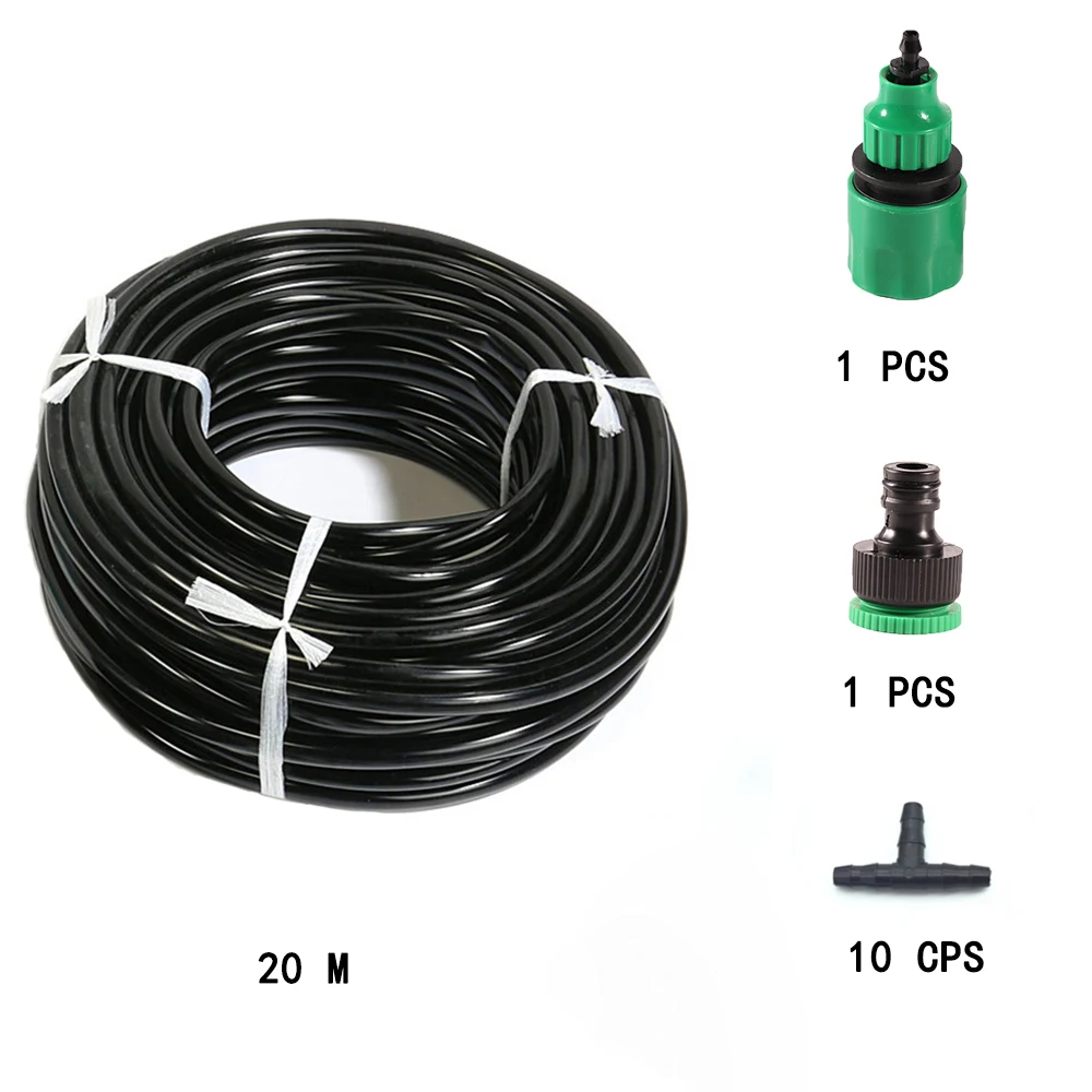 Micro Irrigation Tube Drip System Tools Garden Watering Irrigation Kits 20m Hose 10pcs Tee Connector 1pcs Quick Coupling