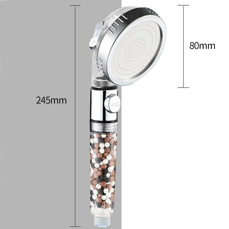ZhangJi Bathroom 3-Function SPA Shower Head with Switch Stop Button high Pressure Anion Filter Bath Head Water Saving Shower 6