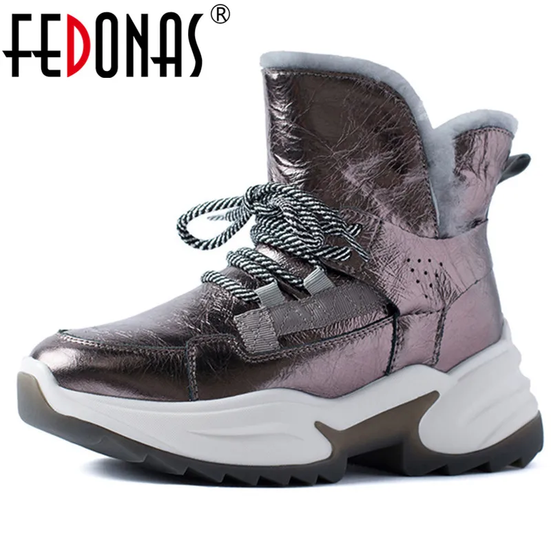 

FEDONAS Female Wool Snow Boots Autumn Winter Warm Women Sneakers Casual Basic Shoes Woman Quality Genuine Leather Women Flats