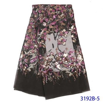 

NIAI African Sequins Net Lace Fabric 2020 High Quality Nigerian Wedding Lace Fabrics 5Yards French Tulle Lace Material XY3192B-5