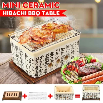 

Quality BBQ Grill Charcoal Grill Aluminium Alloy Portable Barbecue Style Ceramic Hibachi Yakitori BBQ Table Outdoor Camping