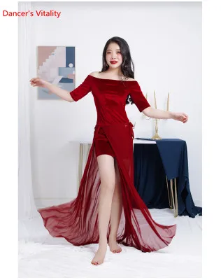 Dress Skirt as Photo Одежда для занятий танцами живота; Сезон Зима; 2 цвета; велюровое короткое платье; бандажная юбка для начинающих индийских танцев; тренировочный костюм - Цвет: Dress Skirt as Photo