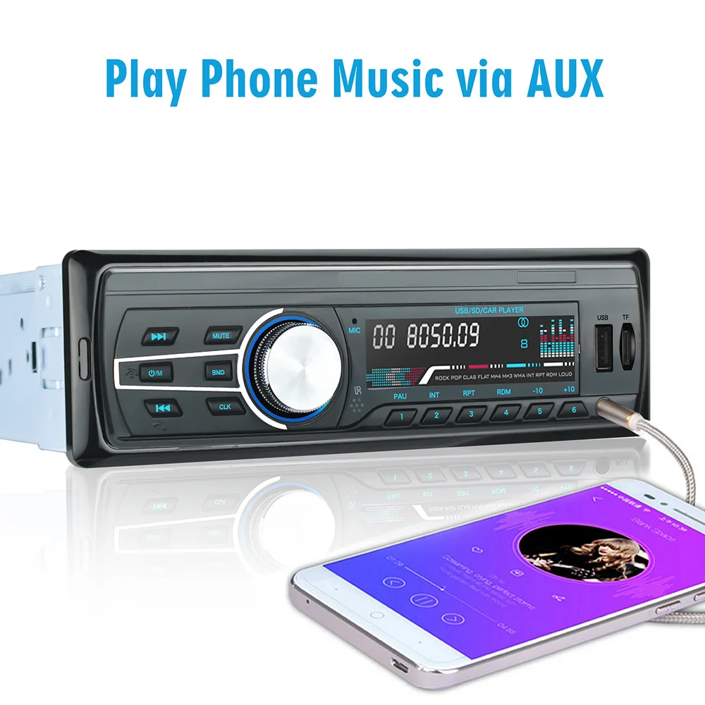 

Car Radio Bluetooth Autoradio 12V Car Audio Stereo FM Wireless BT Player AUX SD USB Charge In-dash 1 din Car MP3 Multimeda BY002