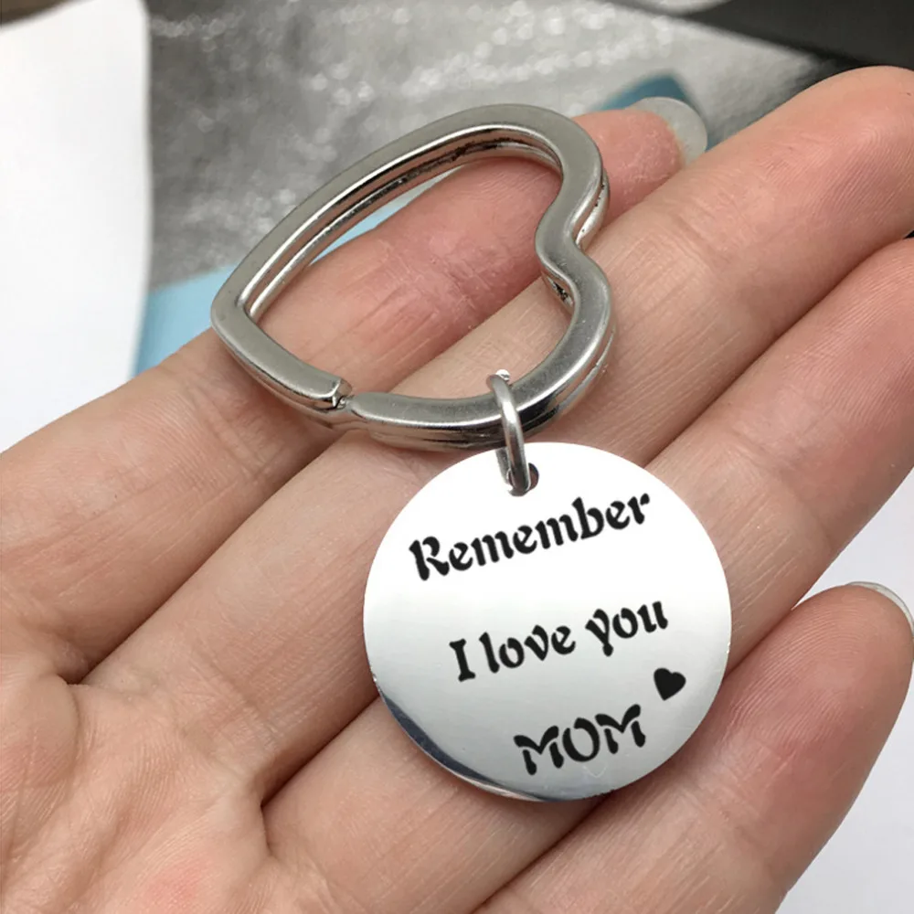 Круглый кулон брелок из нержавеющей стали с надписью I LOVE YOU мама/Папа Брелок Анти-потеря Llaveros День отца подарок на день матери