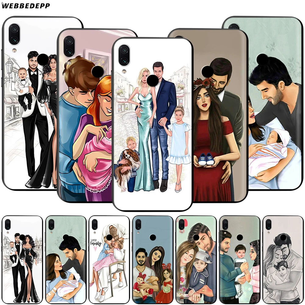 

Webbedepp Mom Dad Baby Family Case for Xiaomi Redmi 4A 4X 5 5A 6 6A 7 7A S2 Note Go K20 Pro Plus Prime