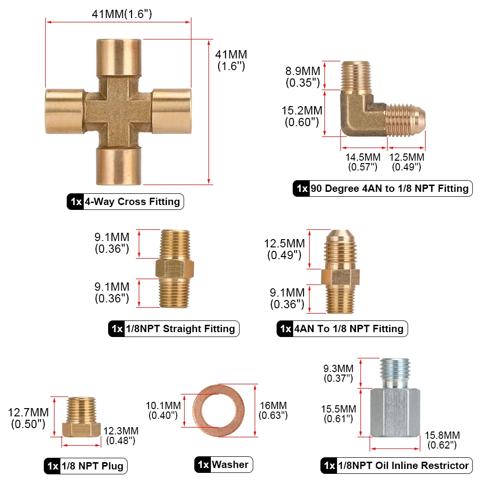 VR 1/8 NPT 4AN T3 T4 T3/T4 T04E T70 T66 T67 Gt35 Gt45 турбо линия подачи масла возврата сливная Линия