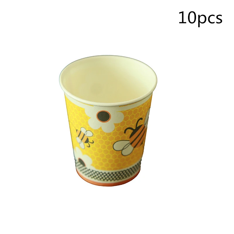 

10pcs/lot Cartoon Bee Theme Party Disposable Tableware Set Paper Cup Plates Napkin Set Baby Shower Cartoon Bee Party Decoration
