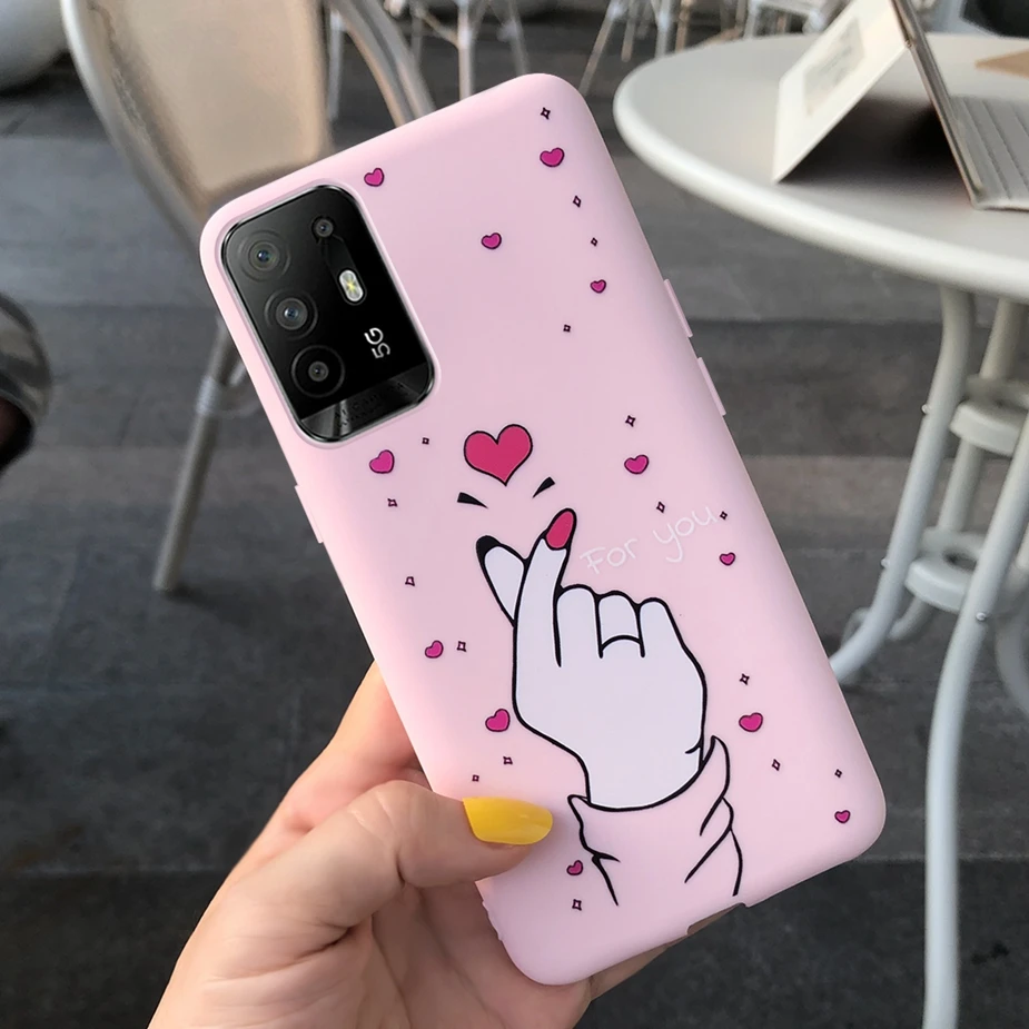 cases for oppo black Cute Candy Painted Cover For Oppo A94 5G Case Reno5 Z Soft Silicone Phone Back Cover For Oppo A94 5G Oppo Reno 5 Z 5Z Cases Bags oppo flip cover