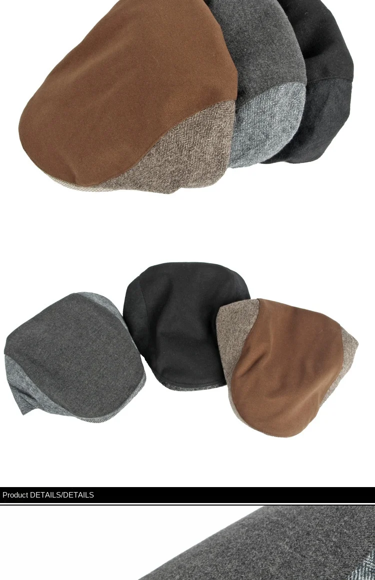 Fall/winter hat men's beret British retro stitching thick warm cap female literary youth forward hat mens barrette hat