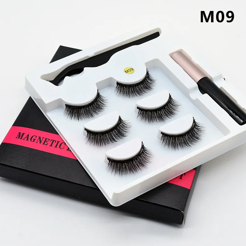 3D накладные магнитные ресницы, натуральные короткие ресницы из искусственной норки, магнитные ленты, магнитная подводка для глаз и ресниц, набор для макияжа - Цвет: M09