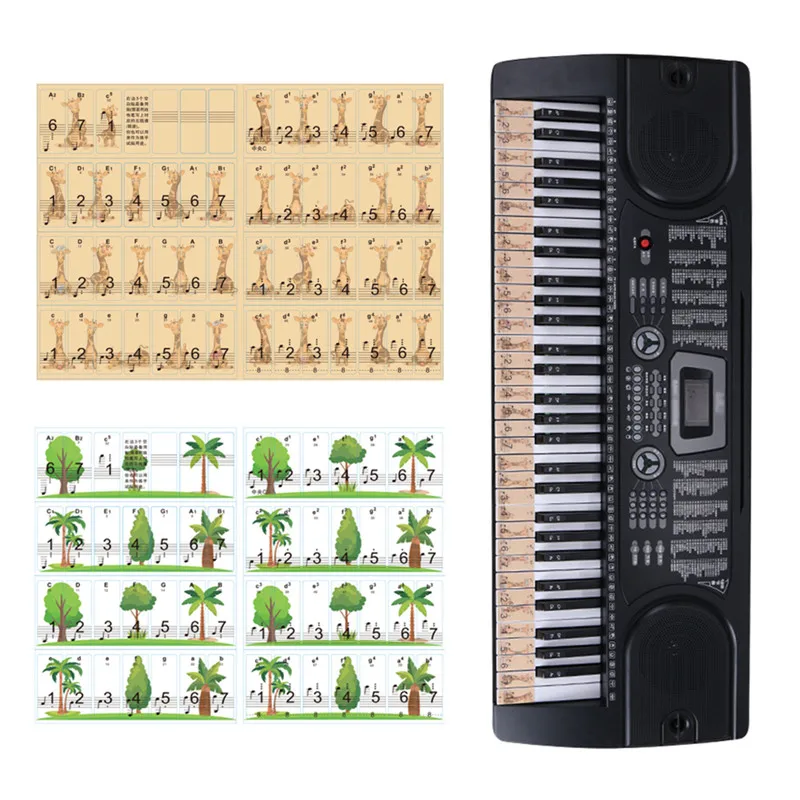 Transparent Removable with Free Sheet of Replacement Stickers for New Piano Learners and Kids Colorful Piano Stickers for Keys For 37//49//54//61//88 Key Keyboards