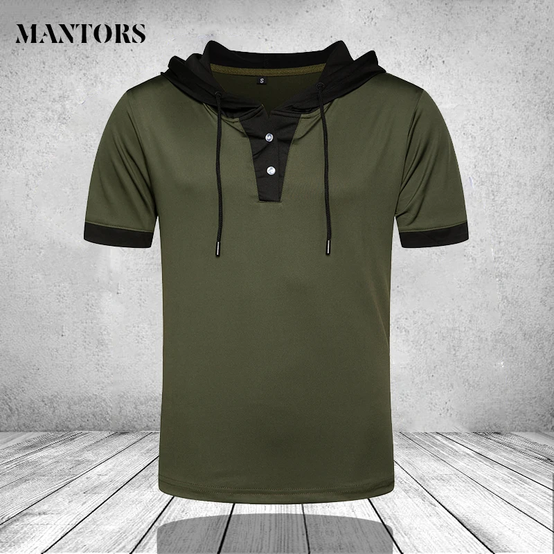 Sudadera con capucha para hombre, remera con capucha de mangas cortas, ropa de marca informal a la moda, Tops finos