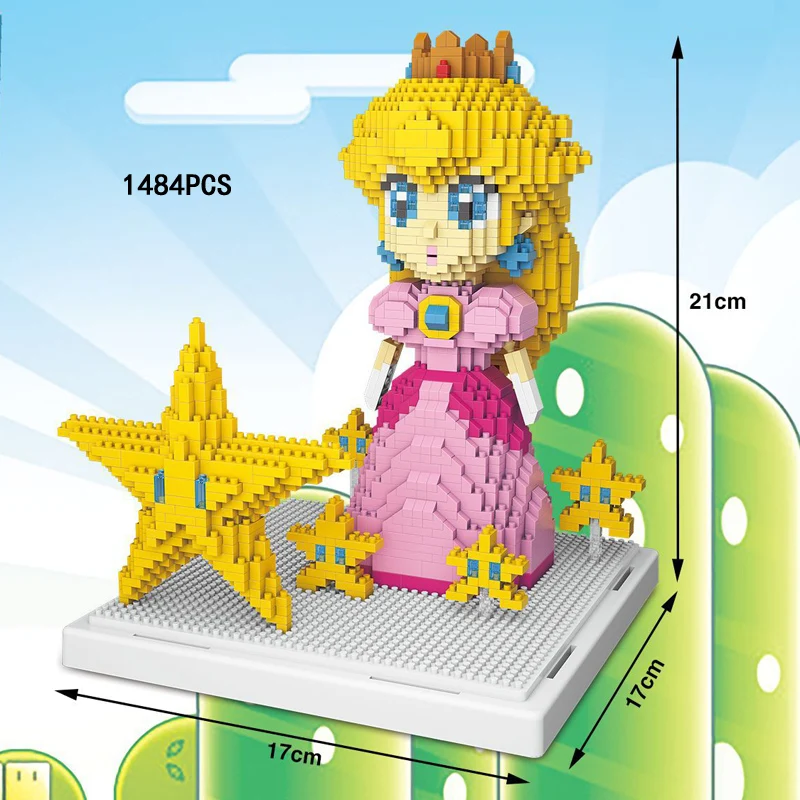 

Classic super mario bros princess Peach nanobricks Nintendoes game micro diamond building block star model figures toy for gift