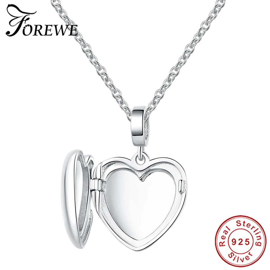 Forewe 925 пробы Серебряный кулон с открытым сердцем Шарм подходит для браслета ожерелье DIY на заказ фото персонализированное Изготовление ювелирных изделий