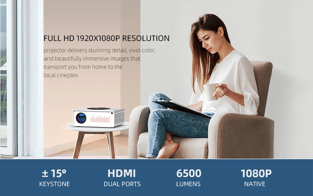 Salange Q10 Projector Full HD 1080P,Native 1920x1080 Android 8.0 LED Video Beamer Home Theater Support 4K Bluetooth 5G WIFI HDMI