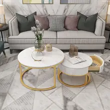 

журнальный столик Coffee Table Light Luxury Modern Small Apartment Living Room Home Nordic Round Marble Side Table Rock Slab