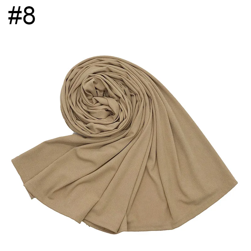 Ребристый трикотажный исламский дышащий хиджаб Hi-Q базовый Малайзийский мусульманский платок стрейч-Бандана женский шарф глушитель сплошной шарф 6 шт \ Лот
