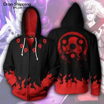 

Anime 3D Hoodies Naruto Cosplay Madara Mangekyou Zip Up Hoodie Hip hop Clothing Hoodie Streetwear Oversized Men Sweatshirt 2019