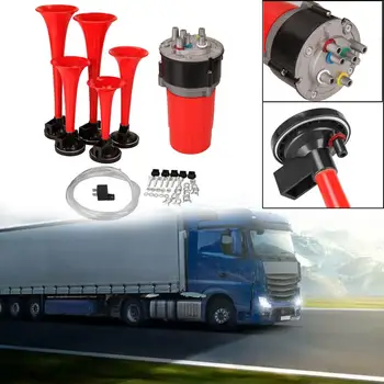 

5 sound 125db fanfare air horn siren 12V compressor compressed air