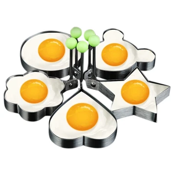 

Fried Egg Molds, Pancake Mold Maker with Handle for Kids, Mold Non Stick for Griddle Pan 5Pcs