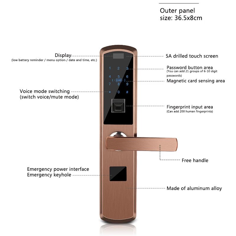 lock access control slide glass card APP smart door lock Smart fingerprint lock door lock electronic semi-automatic password