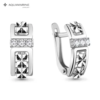 

AQUAMARINE earrings with cubic zirconia, silver 925