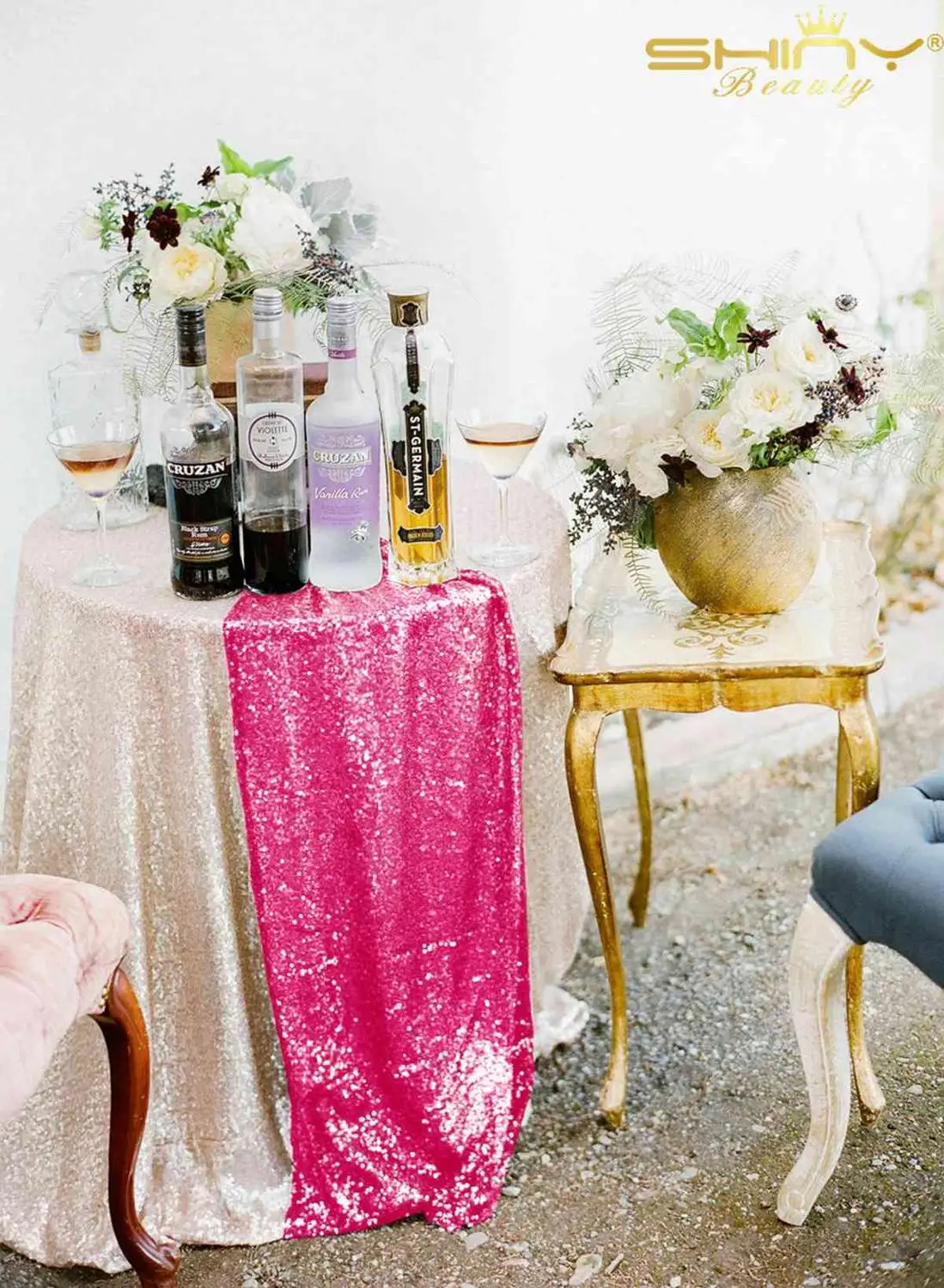  Table Runner Fuchsia 13x84 Inch Multicolor Sequin Table Runners Table Decoration for Banquet-M1015