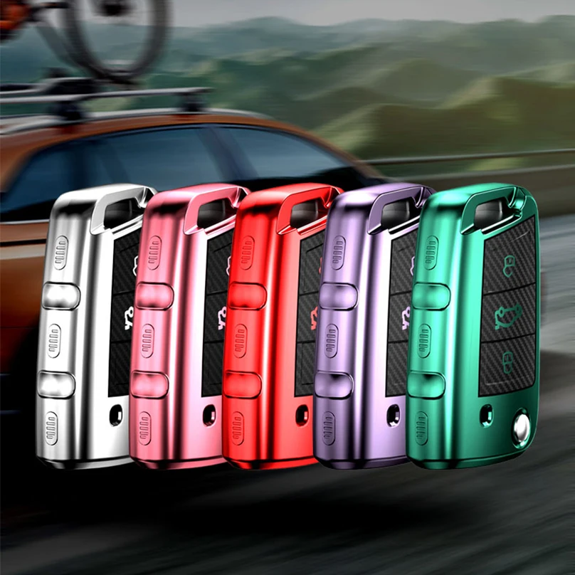 Чехол для ключей из углеродного ТПУ с откидной крышкой для Volkswagen VW Golf 7 GTI R MK7 Tiguan для Skoda Octavia A7 Karoq для Seat Leon Ibiza