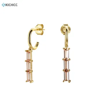 

Kikichicc 925 Sterling Silver Champagne Drop Earring Mini Circle Piercing Women 2020 Fashion Wedding CZ Zorcon Long Jewelry