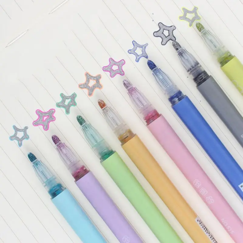 

New 8 Colors Double Line Outline Pen Highlighter Drawing Fluorescent Marker Kid Gift