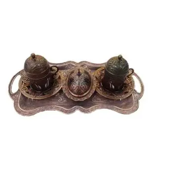 

Handmade authentic design turkish greek arabic coffee Espresso set 2 service, cups lid tray arbitrary candy dish gift