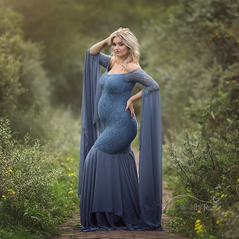 Материнство фотография Реквизит Макси Материнство платье Русалка платье Материнство фотография беременной женщины