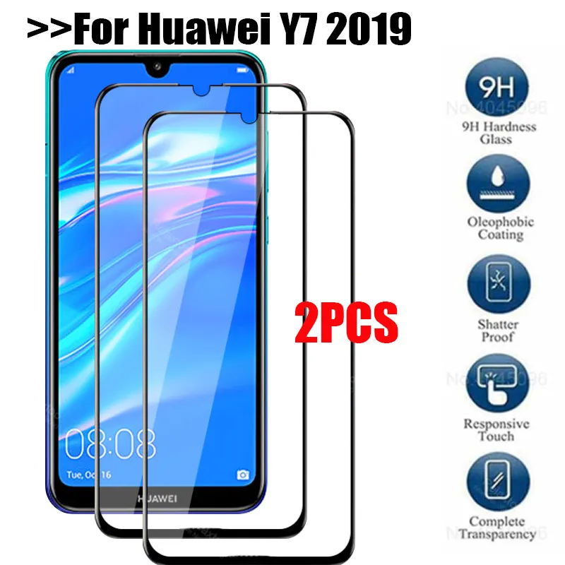 2 шт. закаленное стекло для huawei y7 pro 2019 flim hauweii y 7pro 7 Защитная безопасная стеклянная