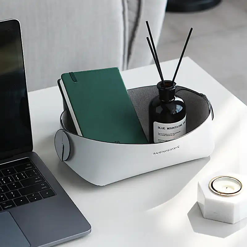 Nightstand Organizer Dresser Tray Pu Leather Box For Watch Jewelry Coin Key Phone Charging Station Ring Wallet Storage Tray Storage Trays Aliexpress