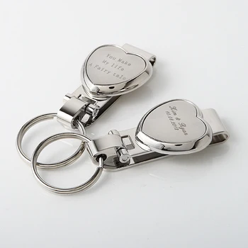 

Personalized Clip With Heart Shape Zinc Alloy Keychains