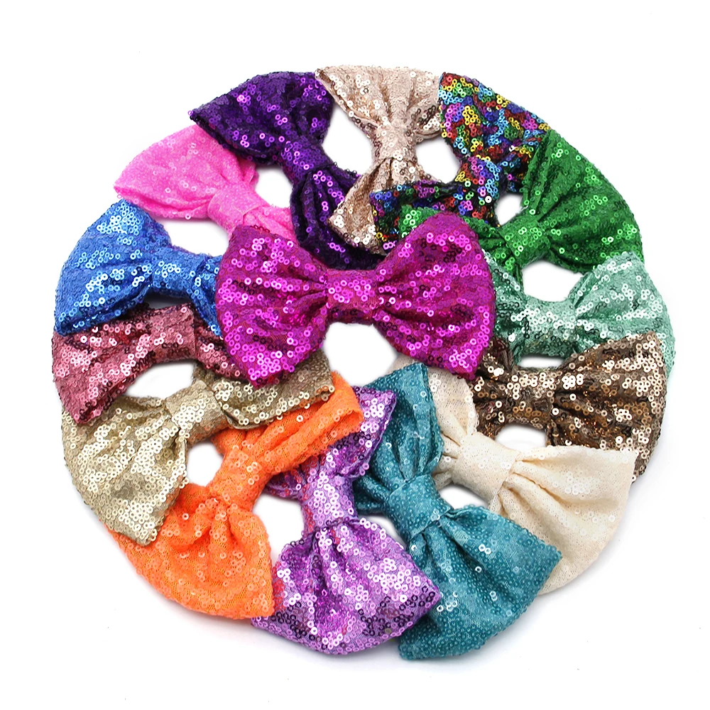 David accessories 5 ''5 шт. с блестками и бантом для девочек заколки для девочек блестящие ободок с большим бантом детский праздничный костюм «сделай сам» Головные уборы, 5Yc7965