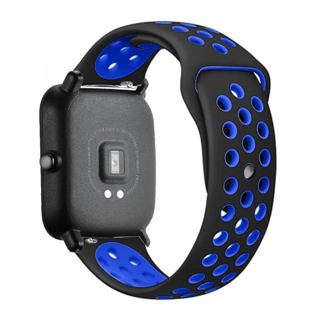20mm/22mm Silicone band For Amazfit GTS 3/Pro/2/2e Mini/GTR 3 42mm/47mm/GTR2/stratos 2/3 Sport Watch Bracelet Amazfit bip strap black blue