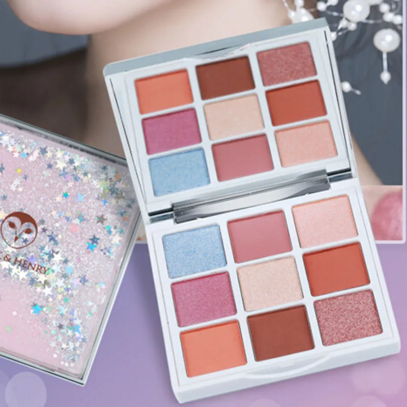 9 Color Glitter Quicksand Eyeshadow Palette Makeup Eye Matte Shimmer Pigmented Eye Shadow Powder