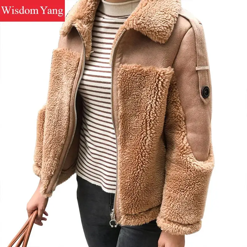 

Winter Warm Sheep Shearing Wool Fleece Cashmere Coats Jackets Wool Elegant White Blue Womens Oversize Overcoat Coat Outerwear