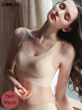

ITOOLIN Two Piece Women Seamless Bras Comfortable Sleeping Bras Lingerie Female Bralette Short Fitness Vests Ladies 2020