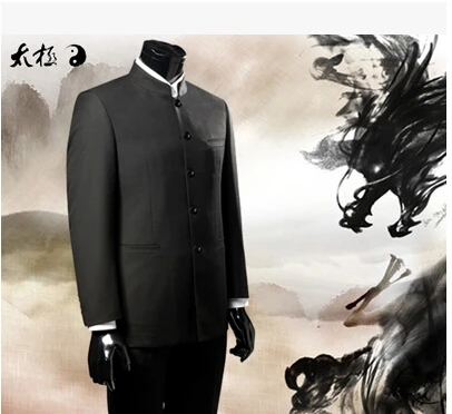 Mens Chinese Traditional Coat Mandarin Banded Collar Single Breast Tunic S62