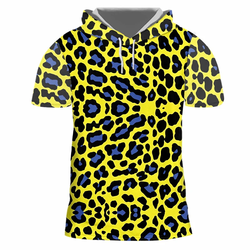 

IFPD EU Size Hooded T Shirt Hombre New Short Animal 3D Tshirt Print Leopard Spot Streetwear Custom Man Summer Hoodie T-shirts